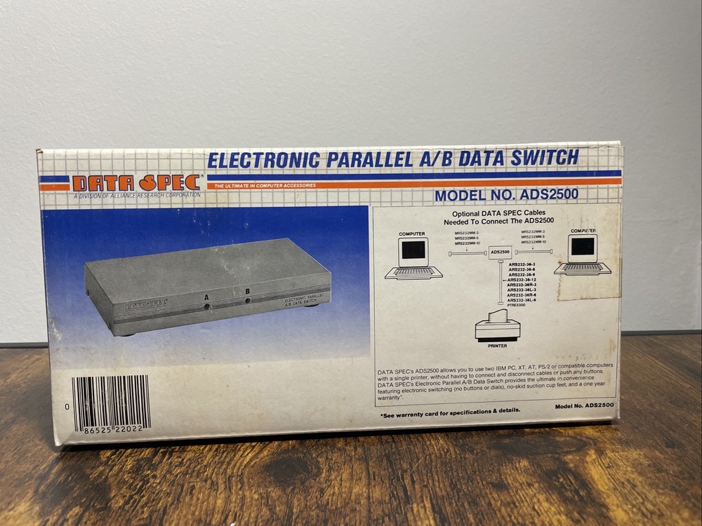 Electronic Parallel A/B Data Switch ADS 2500 25 Pin Data Specs RETRO BRAND NEW