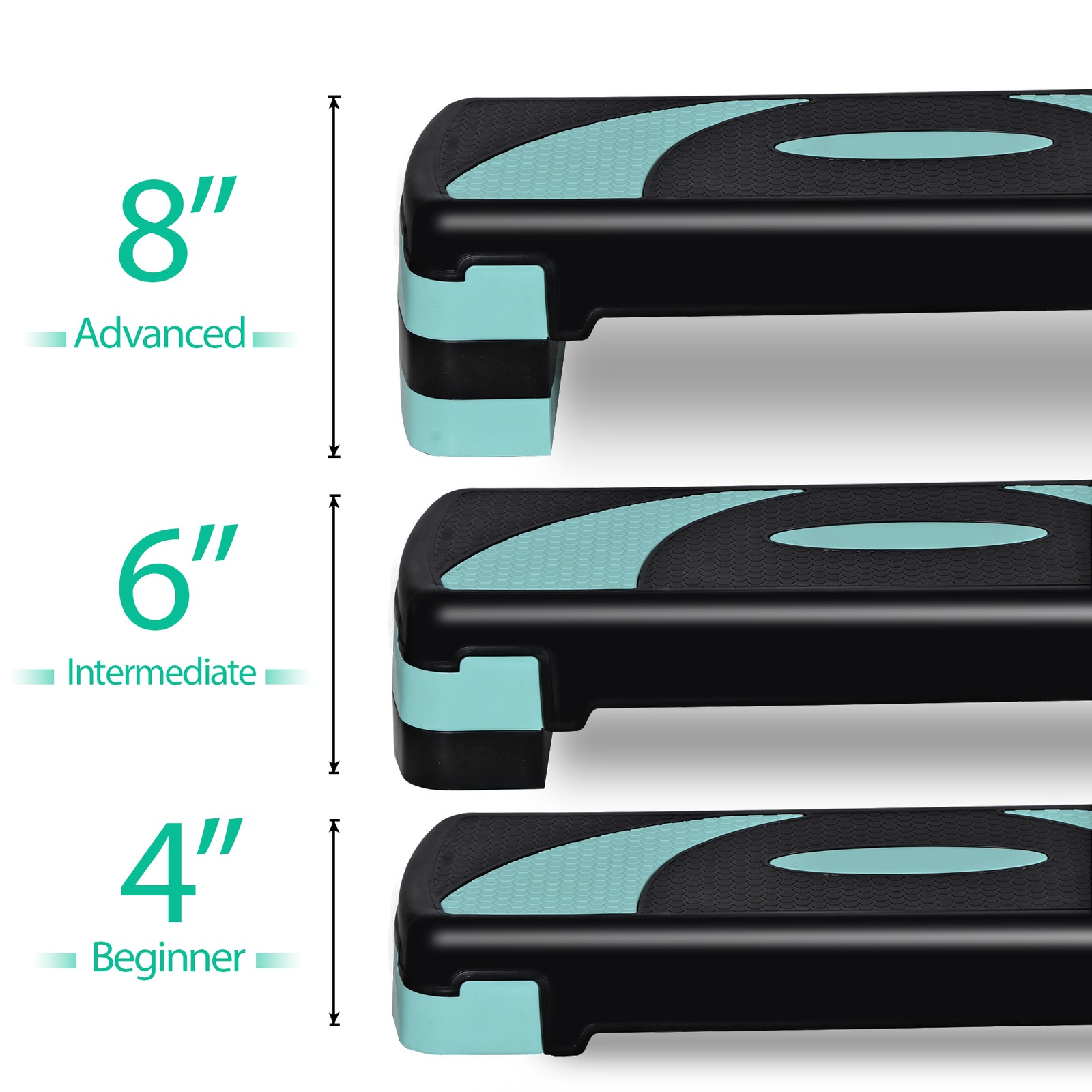 31" Aerobic Step Platform Stepper Adjust 4"-6"-8" Fitness Step Exercise w/Risers