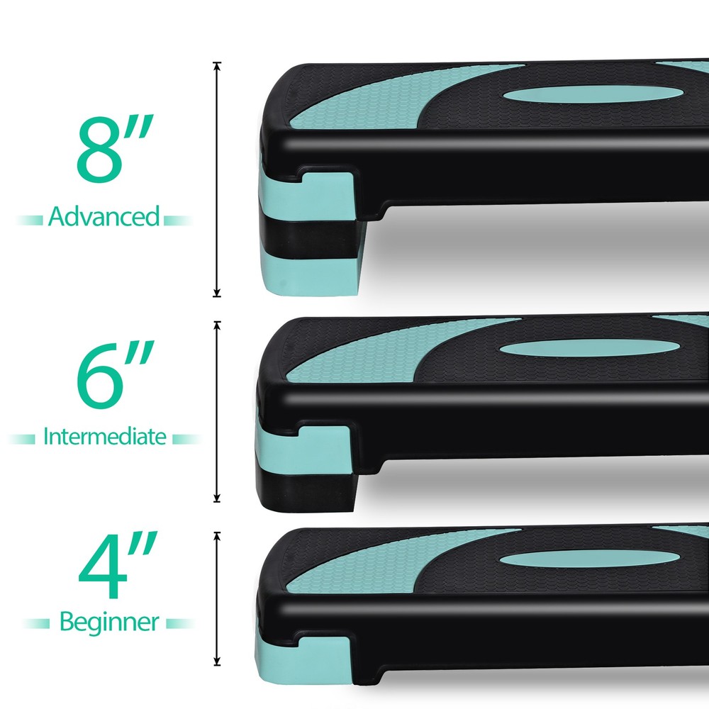 31" Aerobic Step Platform w/Adjustable 3-Level Risers Non-Slip Exercise Stepper