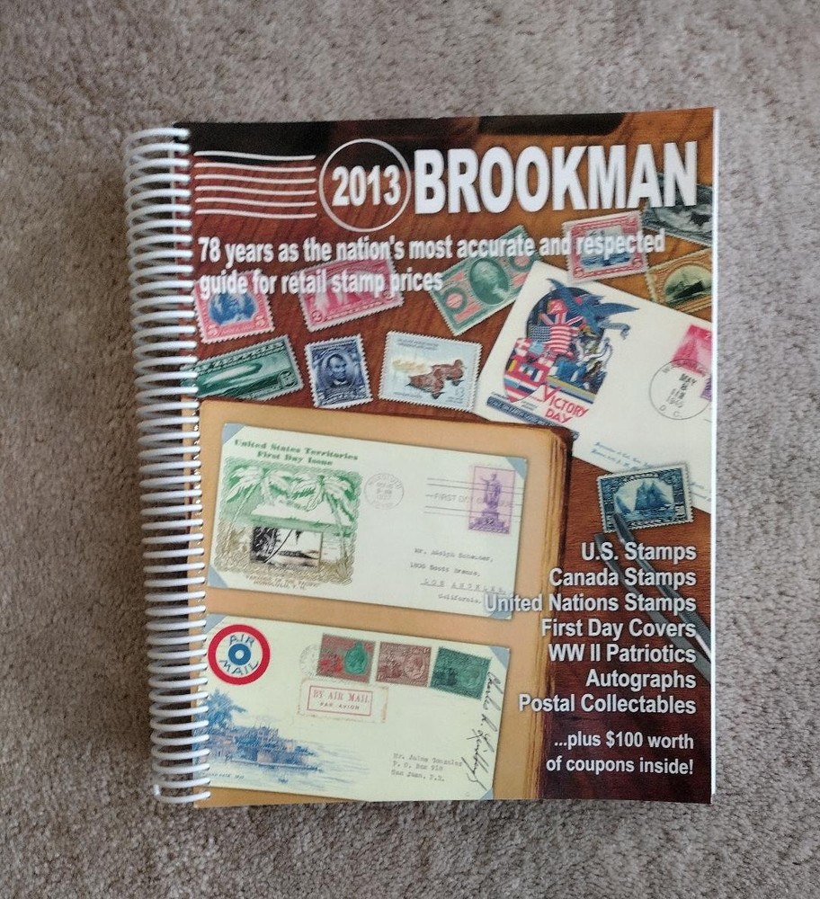 2013 BROOKMAN Stamp Guide US/Canada/First Day Covers/ Spiral Cover Ships Free