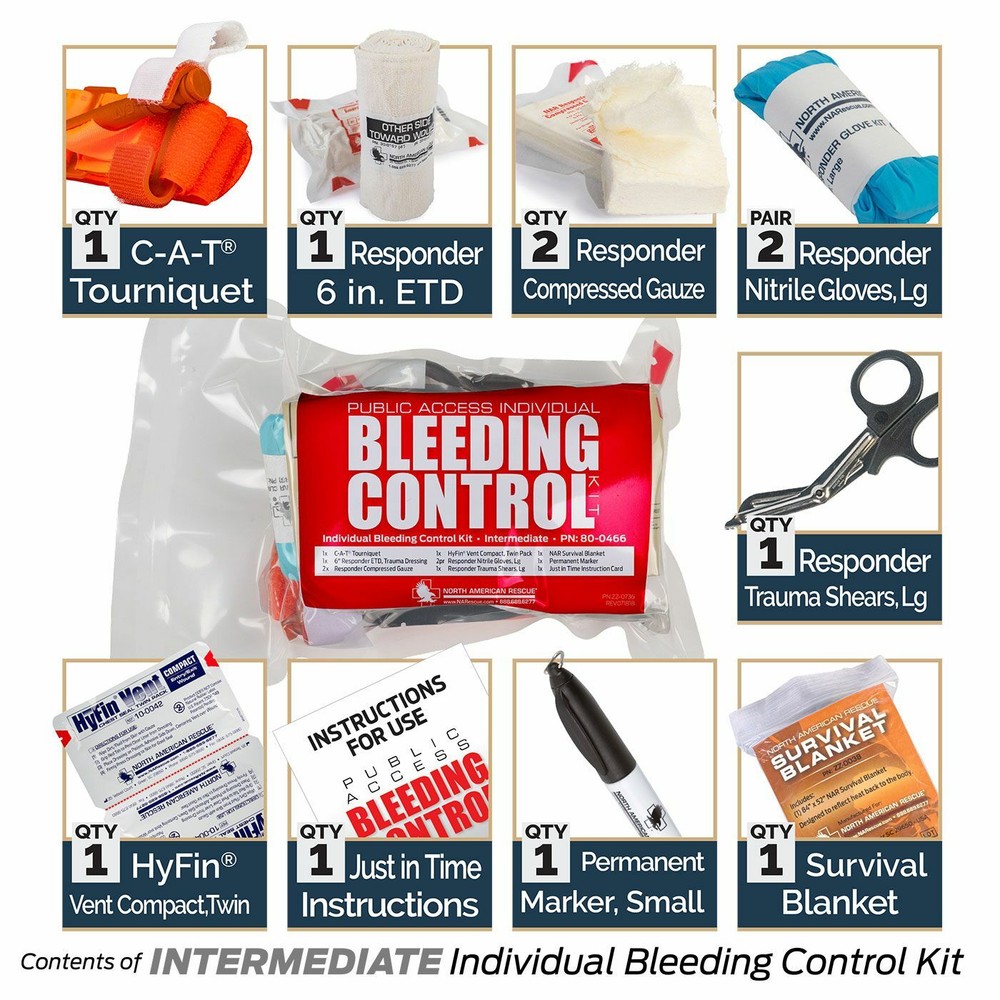 NAR- Public Access Bleeding Control Kit - Basic, Intermediate or Advanced