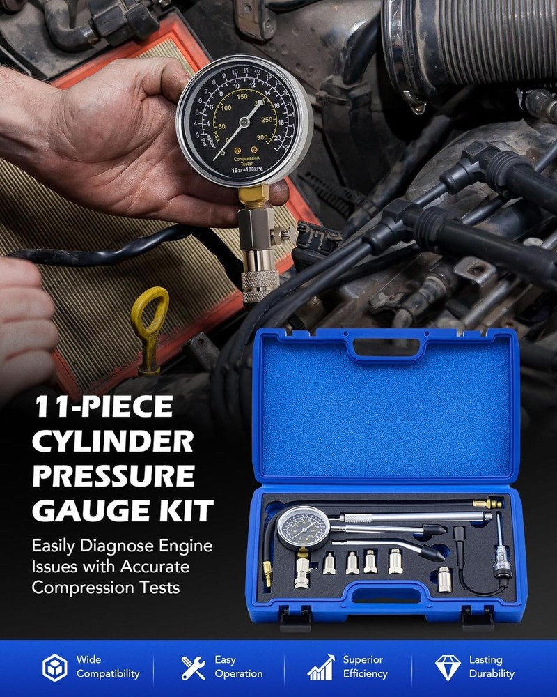 Orion Motor Tech Engine Compression Tester Kit, 11 pc Cylinder Compression...