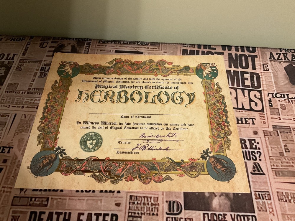 Harry Potter Herbology Certificate