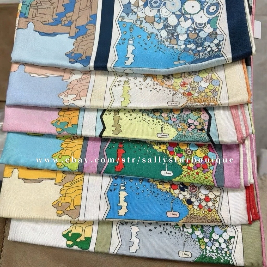 Sally Boutique 18 Momme Twill Silk Wrap Scarf Travel Print Double Face Shawl 35"