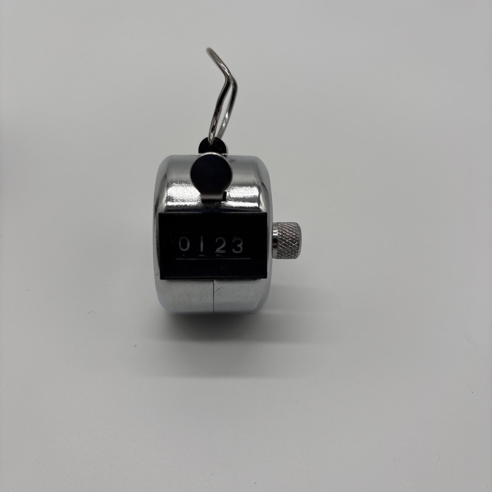 Hand Tally Counter 4 Digits Silver New