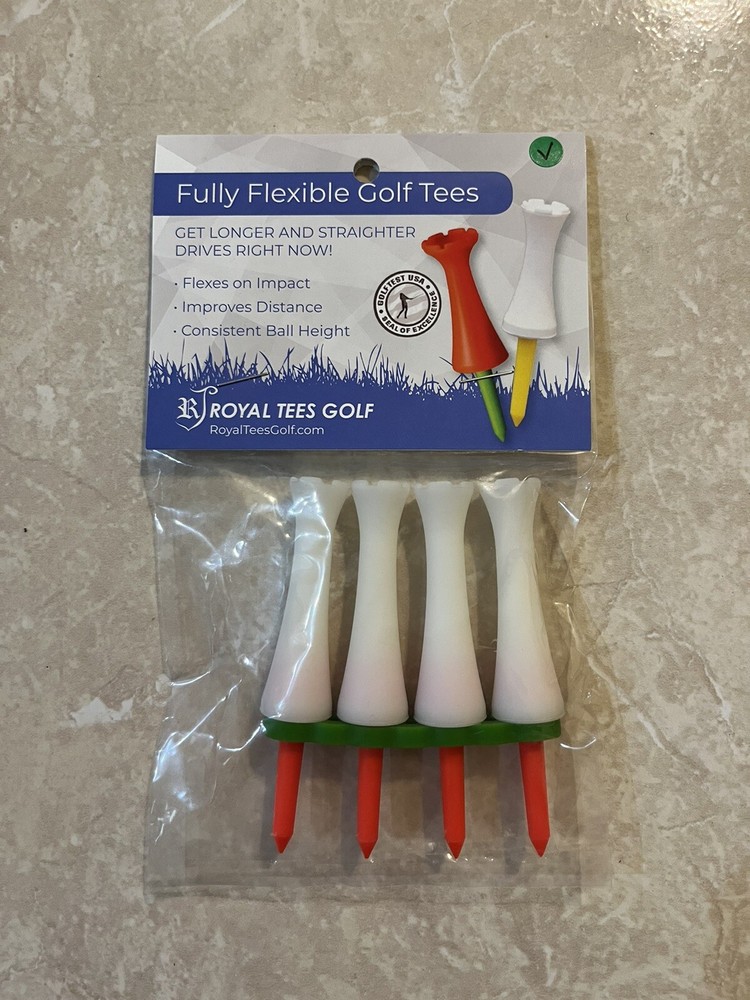 Royaltees R4 Performance 2” Pack Flexible Golf Tees White