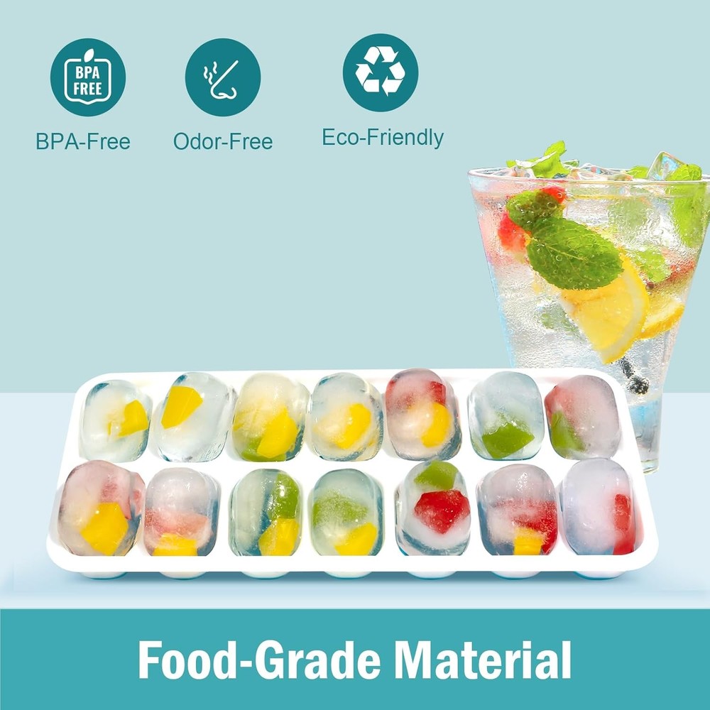Flexible Silicone Ice Cube Trays with Lids 3 Pack Stackable Space Saving Easy
