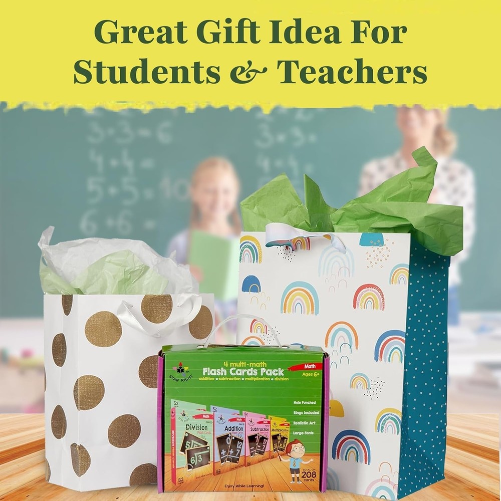 Comprehensive 208 Math Flash Cards for 1st-4th Grade | Color-Coded & Organized