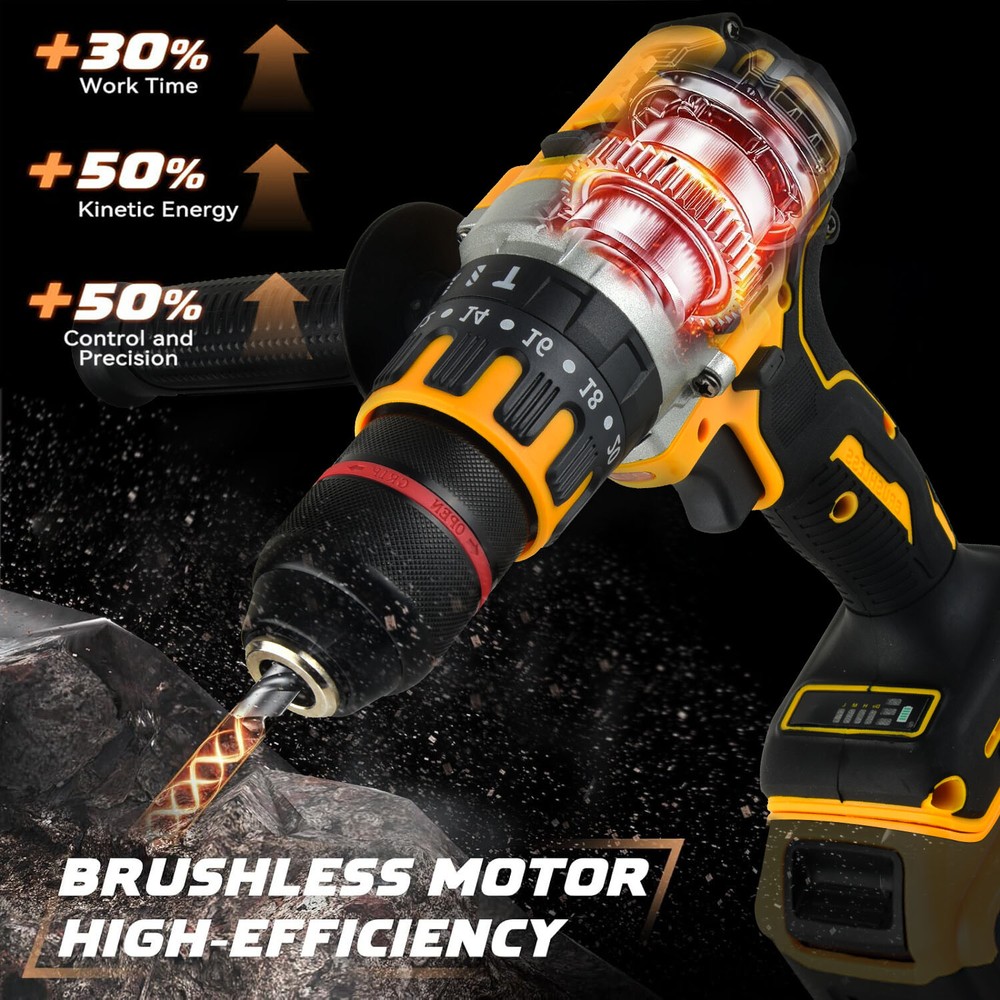 1/2" Cordless Brushless Drill Driver for Dewalt 20V Max Battery TOOL ONLY