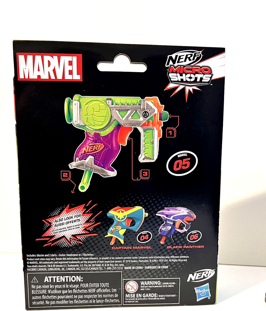 Marvel Nerf Micro Shots Hulk Nerf Gun & 2 Elite Darts