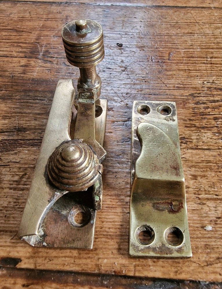 Victorian Brass Sash Window Lock Latch and Catch