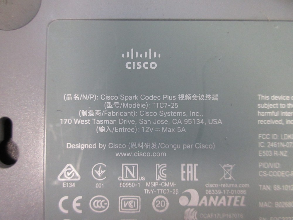 Cisco Webex Room Kit Quad Camera TTC7-6 with Codec Plus TTC7-25