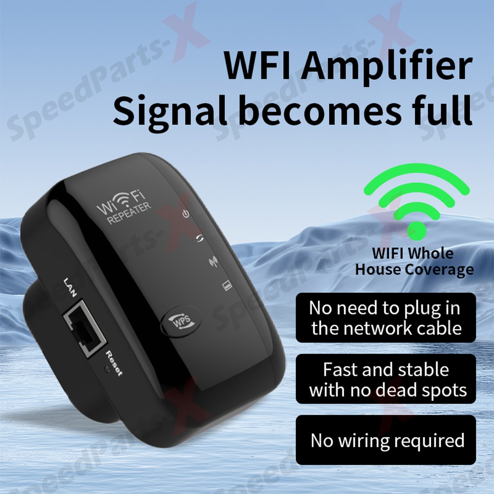 WiFi Range Extender Internet Booster Wireless Signal Repeater Amplifier Black