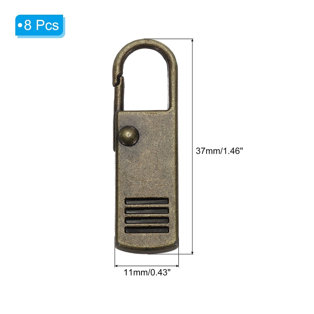 Zipper Pull Replacement, 8 Pcs Zipper Handle Mend Fixer Repair, Bronze