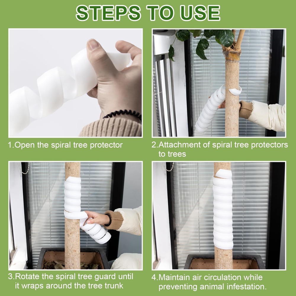 4 Pcs Plastic Spiral Tree Trunk Protector Tree Bark Protector Tube Wrap