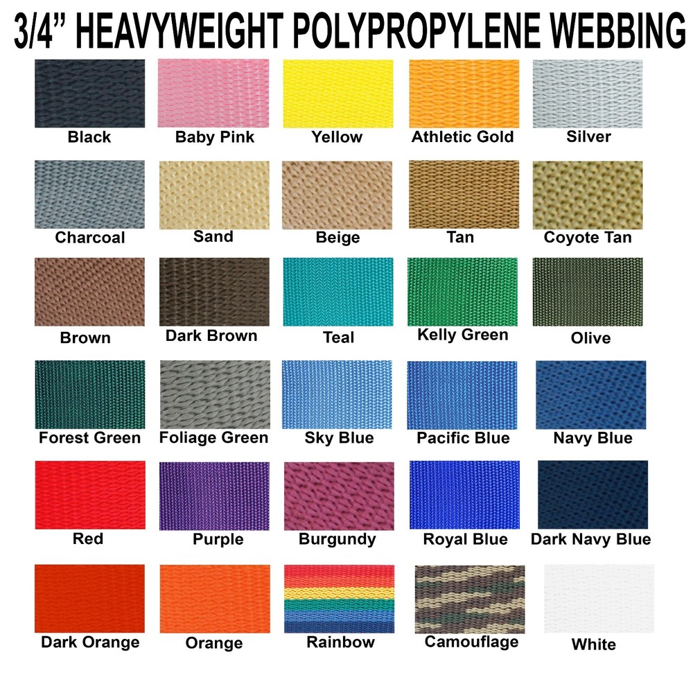 3/4 Inch Polypropylene Webbing Heavy Weight 3/4" Strap 5 Yards