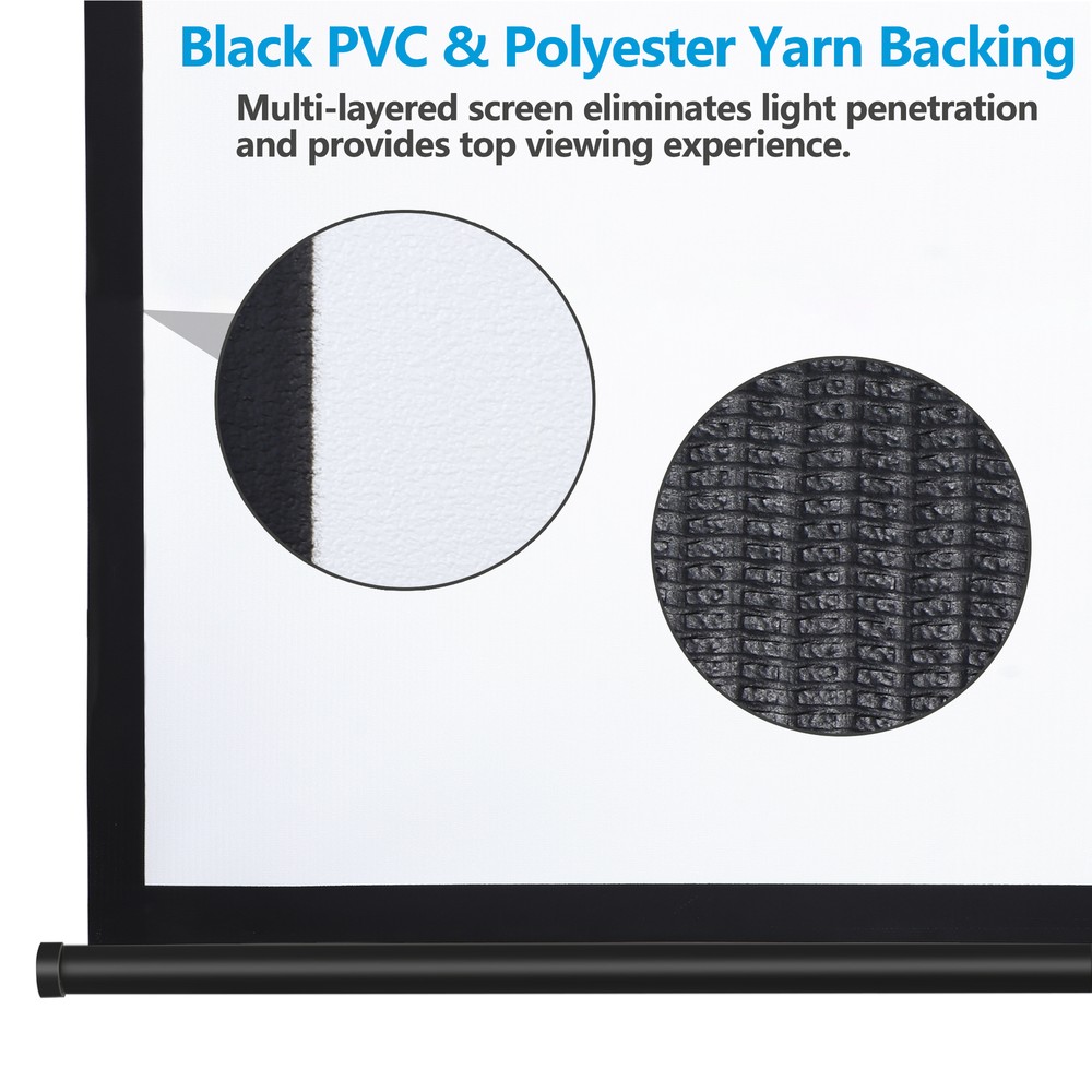 Outdoor Projector Screen Pull Down 80" 16:9 HD Ceiling Projection Screen Black