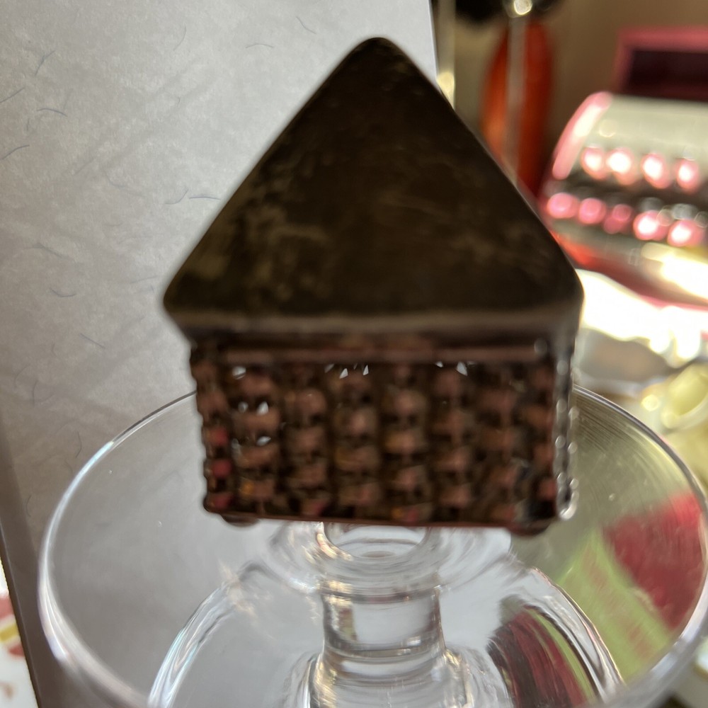 Basket Weave Triangular Pill Box Sterling Silver 1950