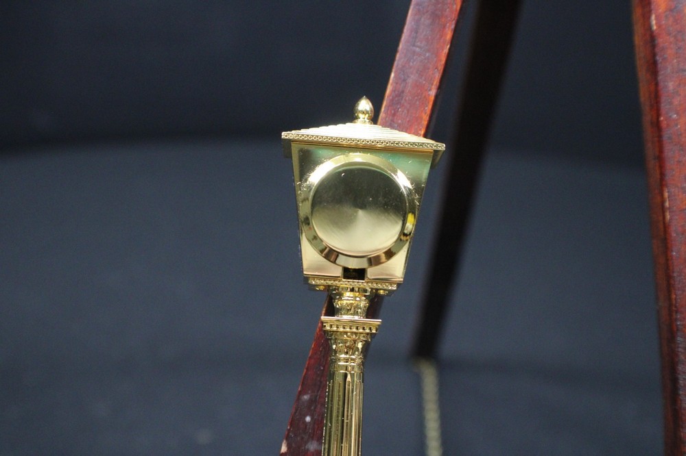 Bulova Solid Brass Miniature Romanesque Old Time Street Clock &Case with Papers