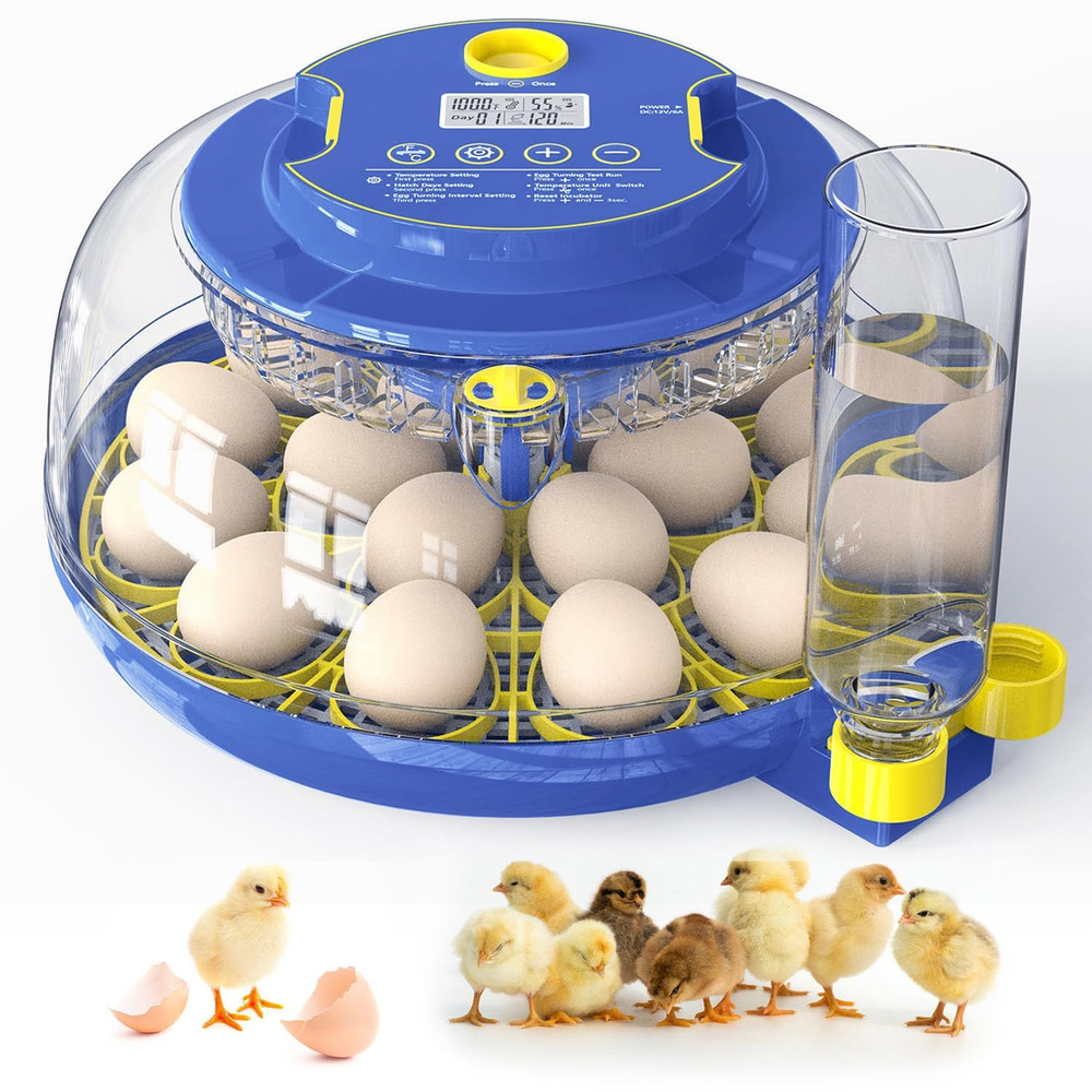 Incubators for Hatching Eggs, 18-Egg Incubator with Automatic Egg Turning and Hu