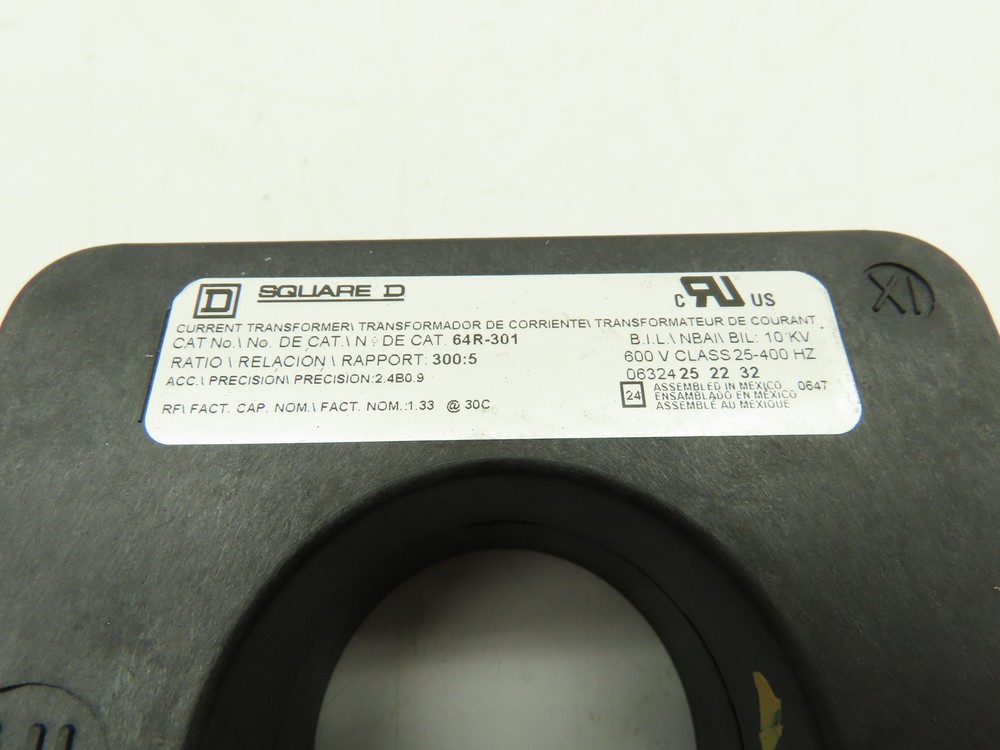 Square D 64R301 Current Transformer Solid Core 300:5A 600V 1-15/16" ID