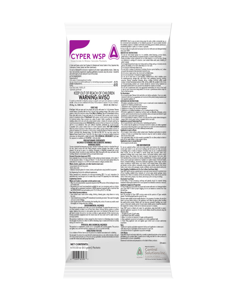 Cyper WSP - 1 Envelope (4 x 9.5g Packets)   by Control Solutions, Inc