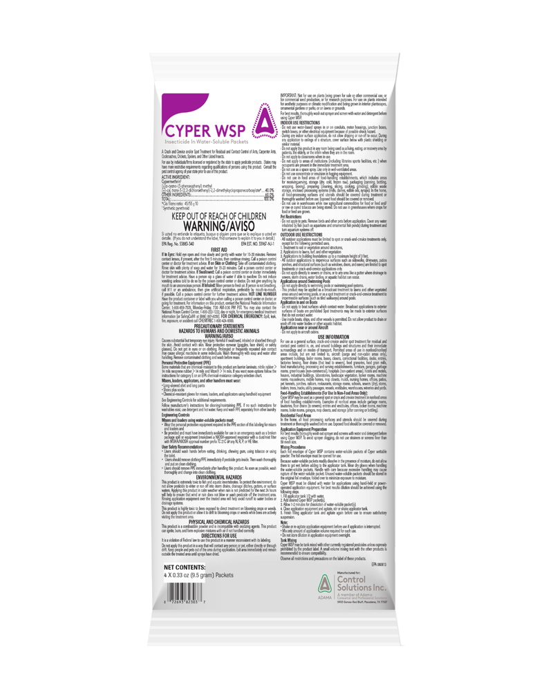 Cyper WSP - 1 Envelope (4 x 9.5g Packets) by Control Solutions, Inc