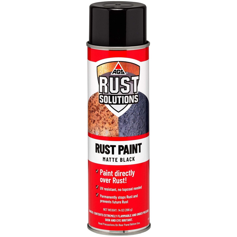 AGS RUST SOLUTIONS Rust Spray Paint, 14oz, Durable Matte 14 oz, Black