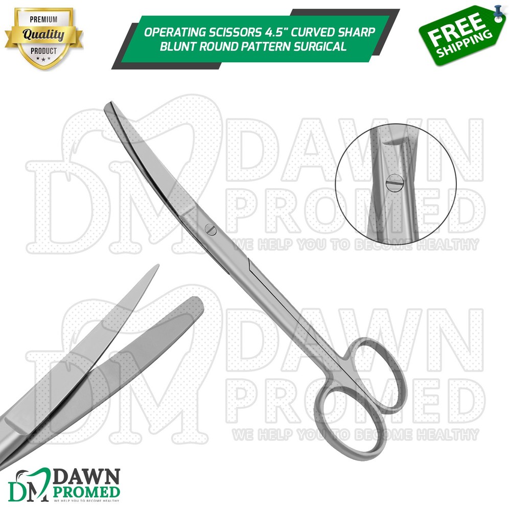 Operating Scissors 4.5" Curved Sharp Blunt Round Pattern Surgical Instruments