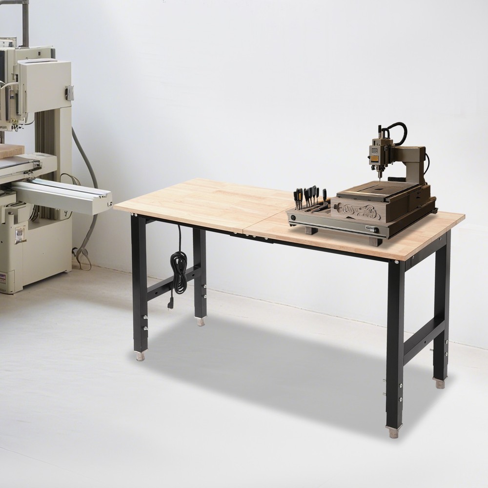 Max 2000 lbs Adjustable Height Workbench W/Power Outlets Heavy-Duty Work Table