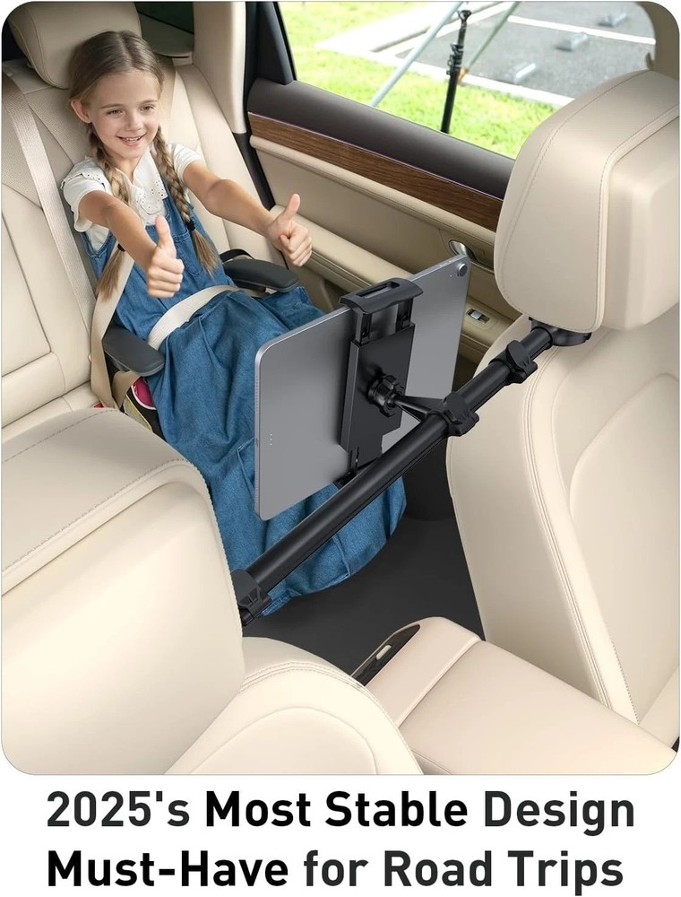 Car Headrest Tablet Holder: Front & Rear Flip Mount