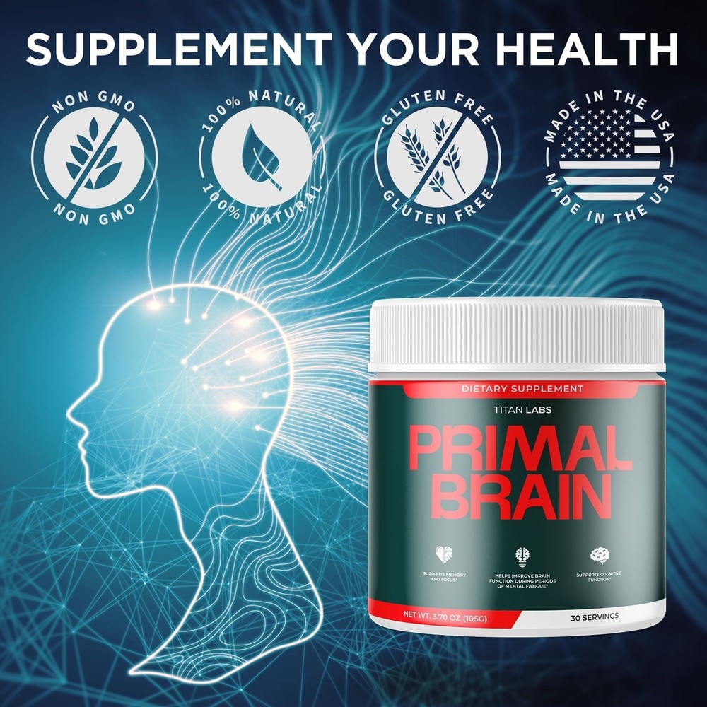 (1 Pack) Primal Brain Powder Natural Brain Support Formula PrimalBrain 30 Servs