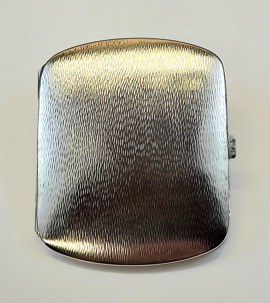 Xmas 1926 German Deco Shagreen Textured .800 Solid Silver Case nearly pristine