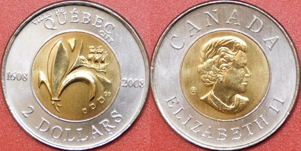 Brilliant Uncirculated 2008 Canada Quebec 2 Dollars From Mint's Roll