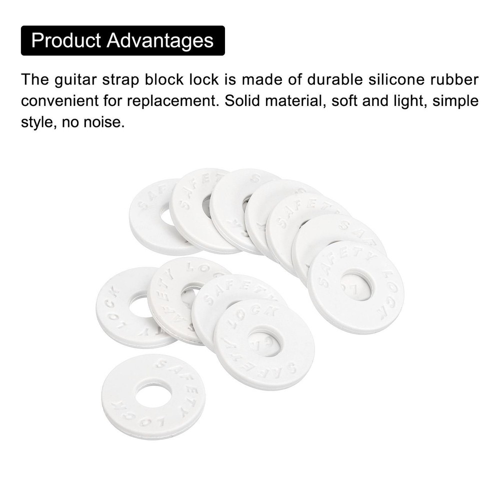 8 Pack Strap Blocks Silicone Rubber Strap Block White for Guitar Strap Button