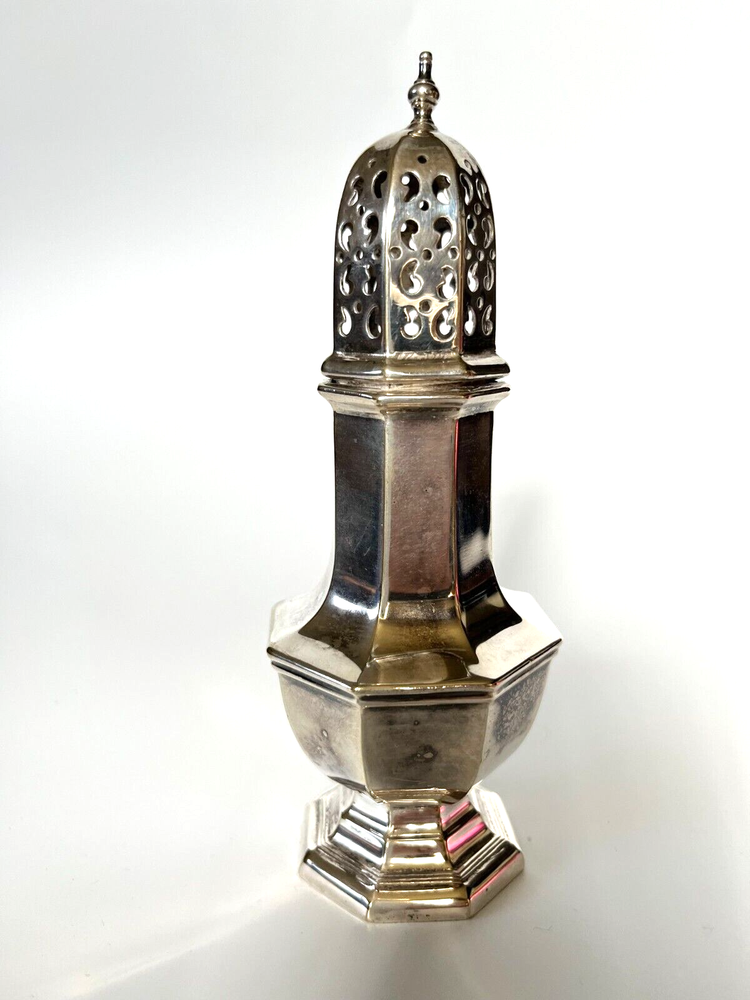 English Octagonal Silverplate Sugar Caster