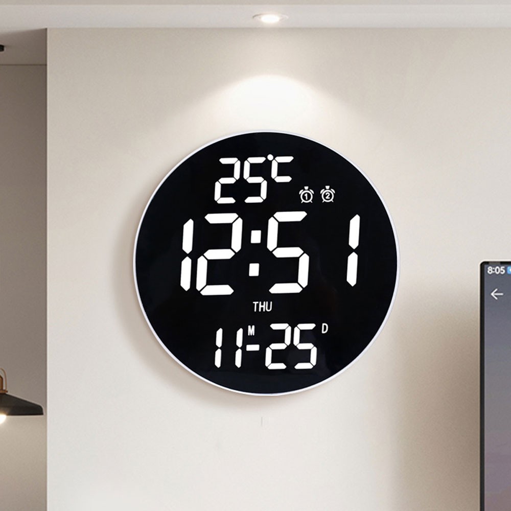Digital Wall Clock, Digital ClockAdjustable Brightness Large LED DisplayAlarm CW