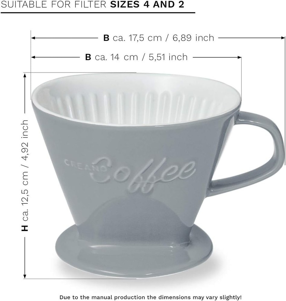 Ceramic Coffee Dripper - Stone Grey - Filter Size 4