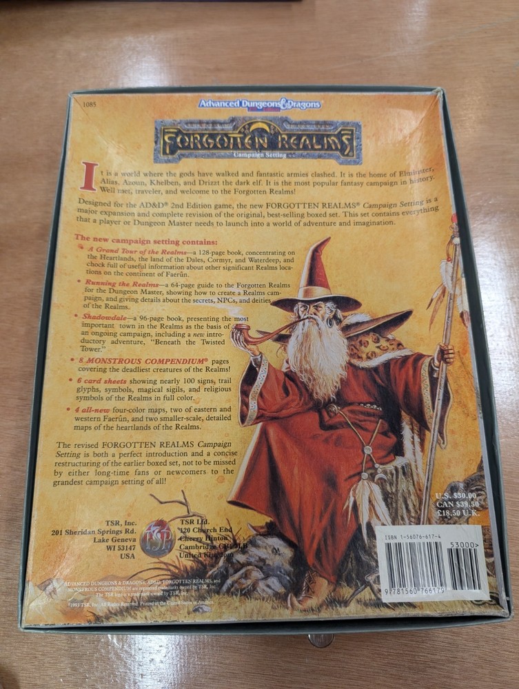Forgotten Realms Campaign Setting Boxed Set /TSR 1085 - Incomplete