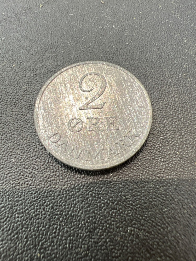 1968 Denmark 2 Ore Coin With Crown & Monogram Design