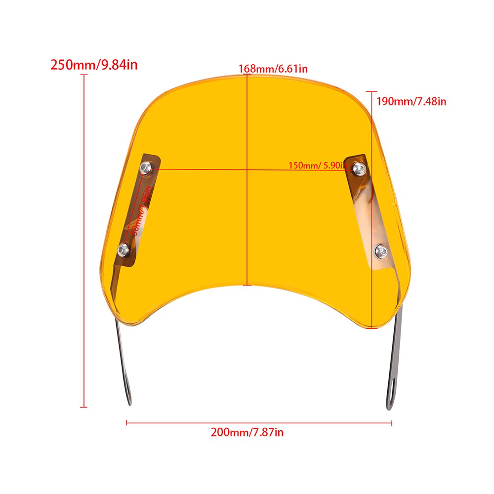 Yellow Round Headlight Motorcycle Windshield Windscreen Fairing 5-7'' Universal