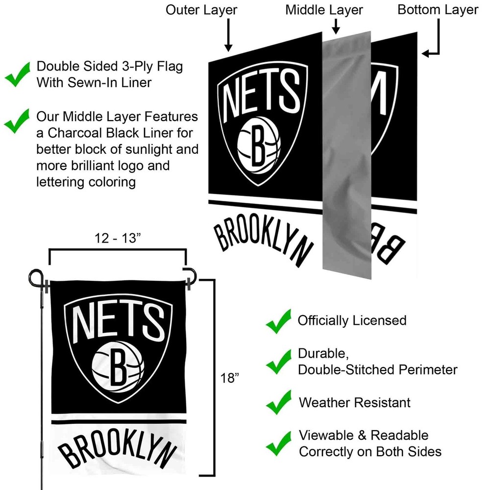 Brooklyn Nets Double Sided Garden Flag