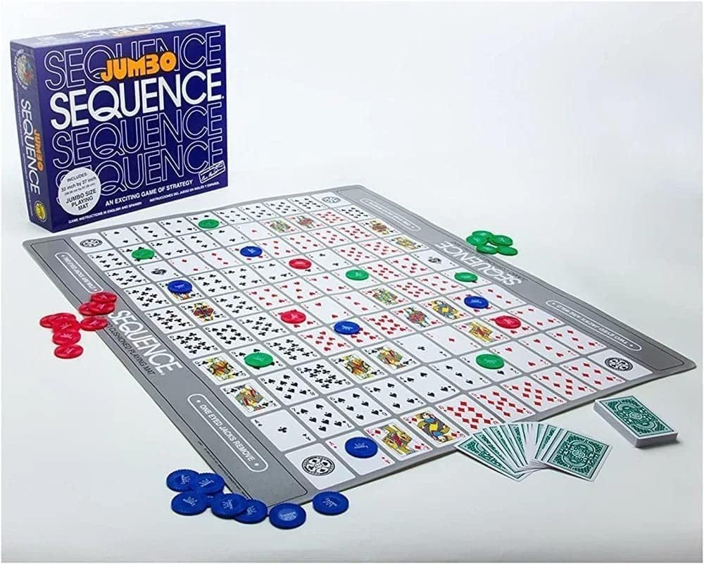 The Original Jumbo Sequence Board Game with Foldable Mat – Fun