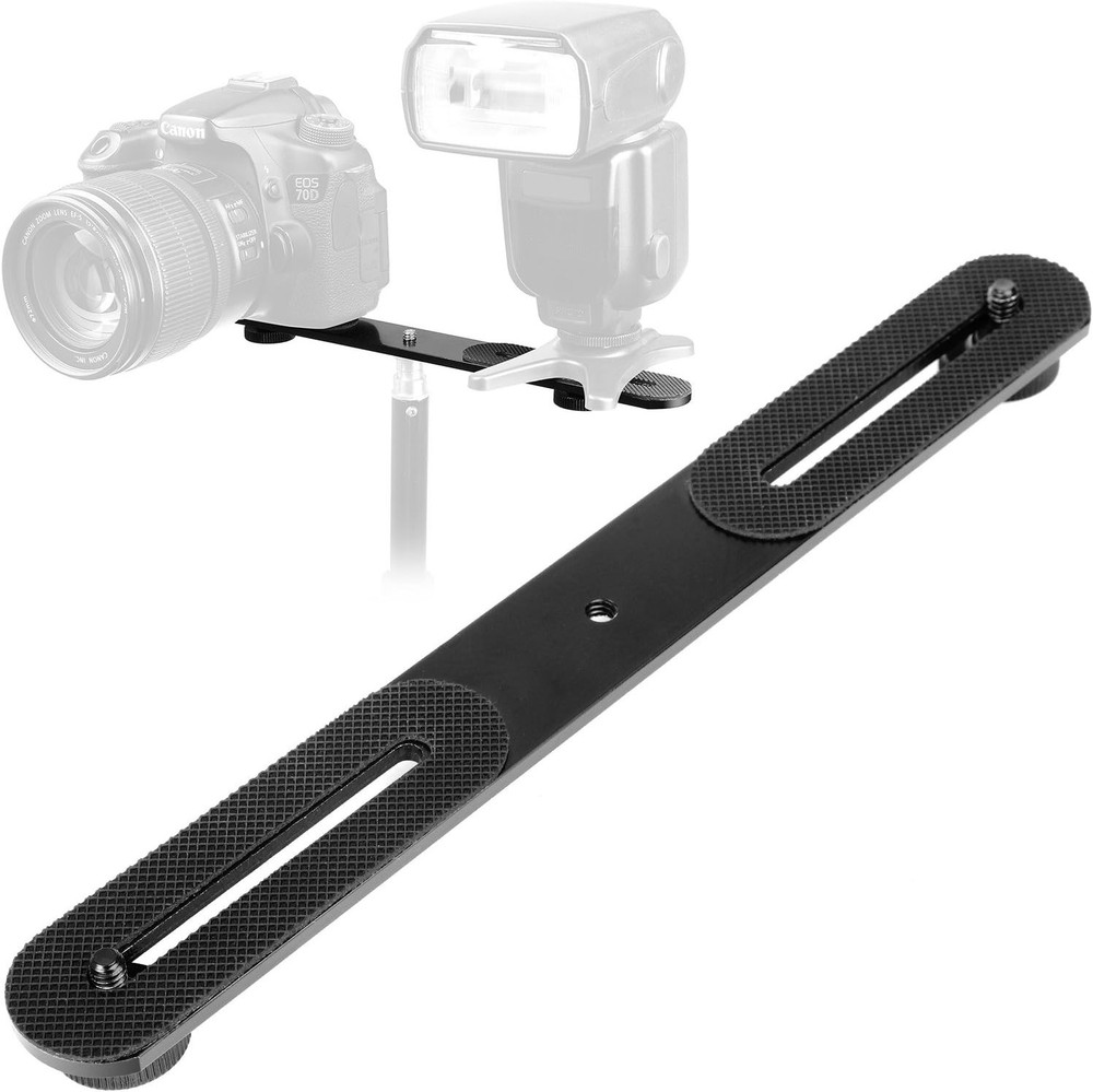 Versatile 10.6'' Dual Camera Flash Bracket with Adjustable Length