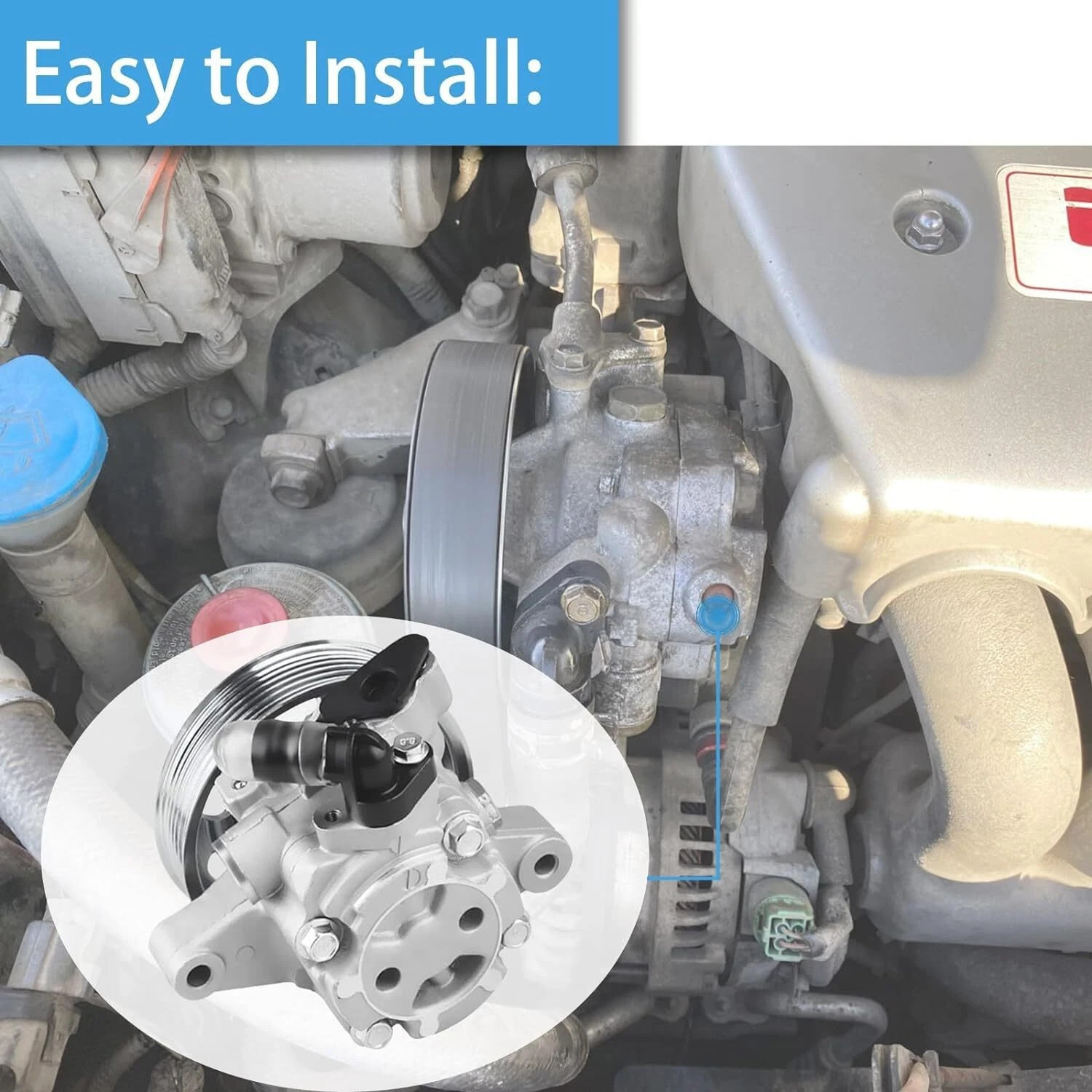 For 2003-2007 Honda Accord EX LX DX 2.4L Power Steering Pump With Pulley 21-5341