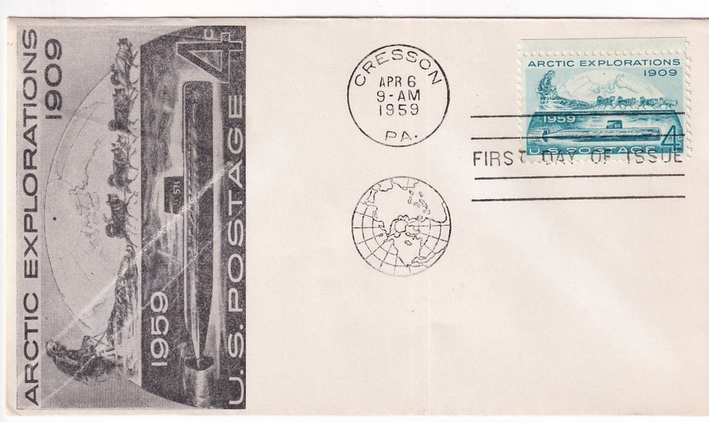 STAMP US SCOTT 1128 "Arctic Explorations-USS Nautilus" 4 CENT 1959 FDC - C
