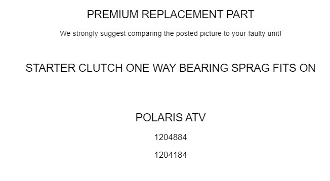 Starter Clutch One Way Bearing Sprag for Polaris 1204884 1204184