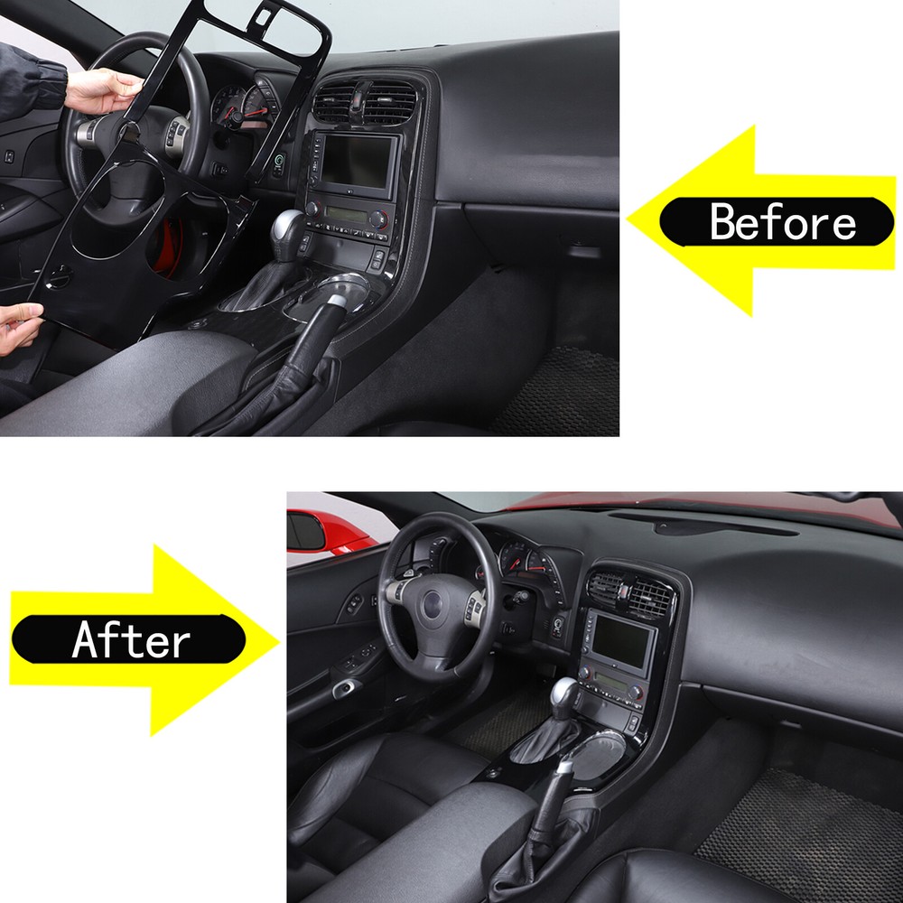 Gloss Black Interior Dash Panel Trim cover Set Fits Corvette C6 2005-2013