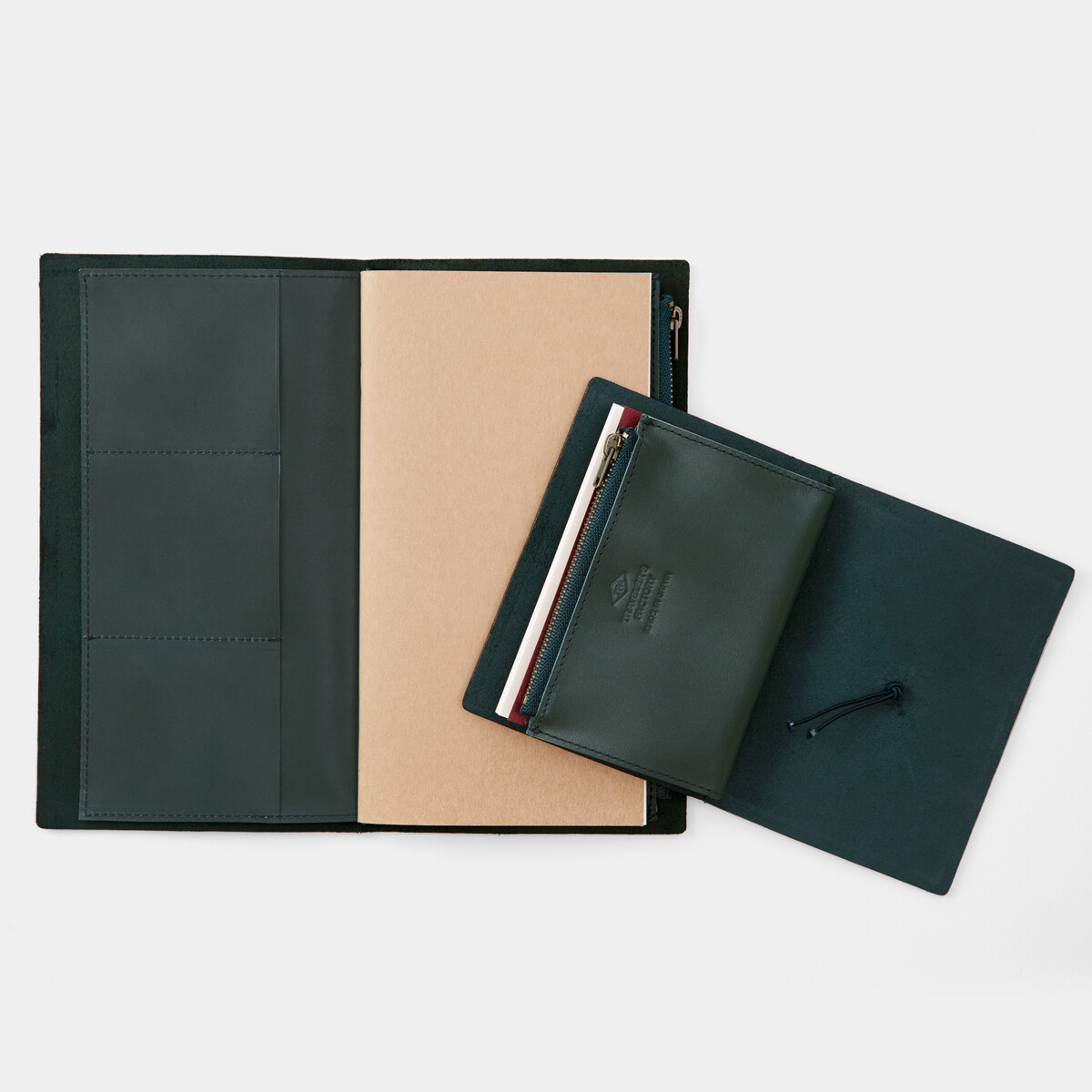 TRAVELER'S Notebook Leather Zipper Case engraving Tannin Regular & Passport size