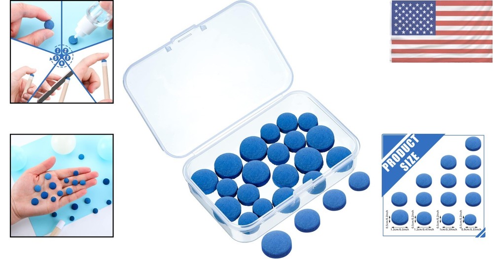 Billiard Cue Tips Replacement Kit – 20 Tips with Convenient Storage Box